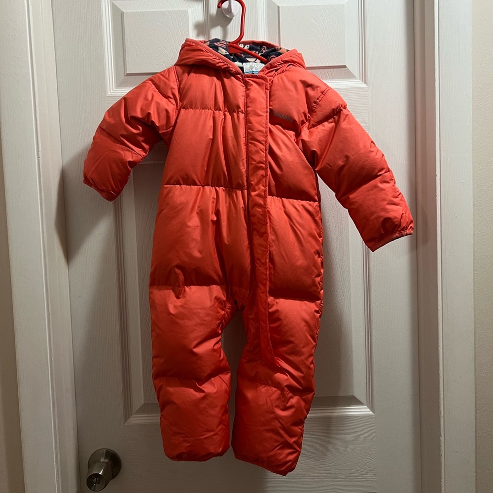 Columbia Infant Girl’s Bright Coral Pink Snowsuit | Size 18-24 Months